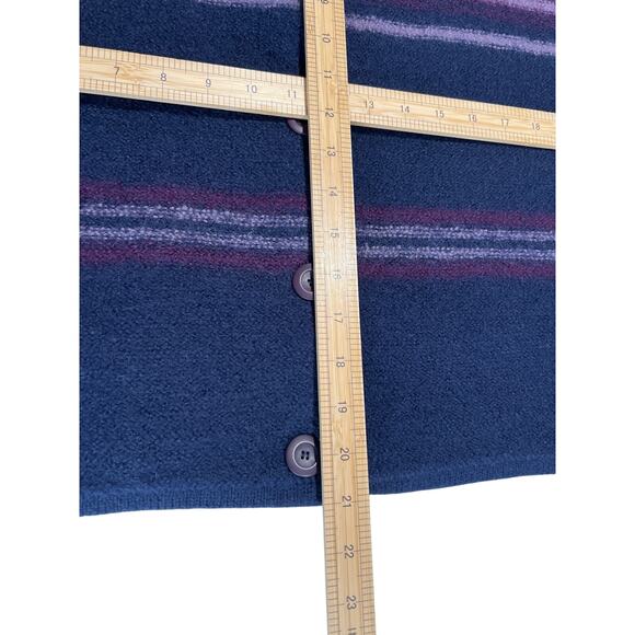 Christopher & Banks Striped 100% Wool Sweater Women's Size L Shoulder Pads Retro - Picture 8 of 9